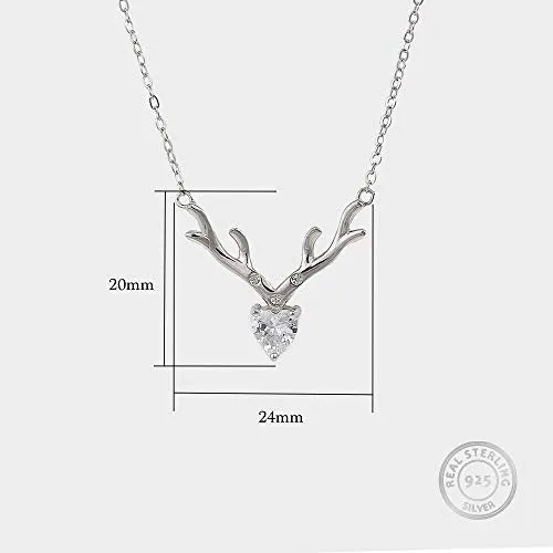 GIVA 925 Sterling Silver Anushka Sharma Zircon Deer Heart Pendant with Chain |Gifts for Girlfriend, Gifts for Women & Girls| With Certificate of Authenticity and 925 Stamp | 6 Month Warranty*