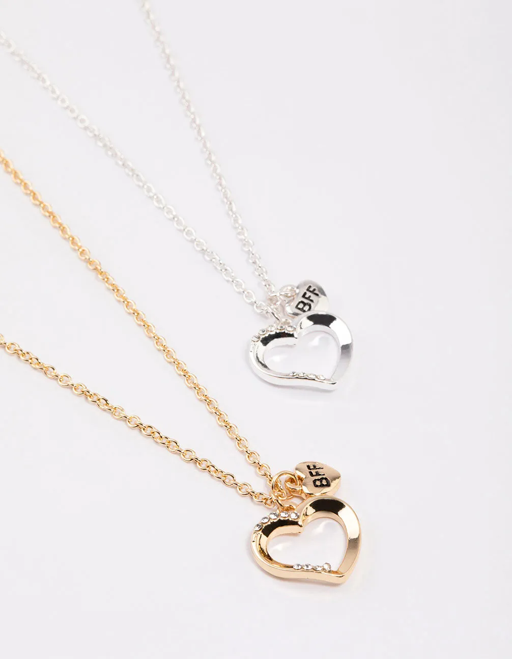 Gold & Silver Open Heart Bestie Necklace Pack