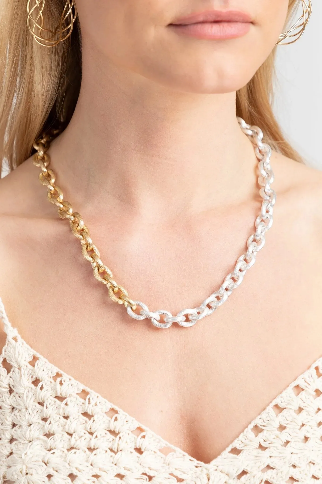 Gold And Silver Chain Link Necklace