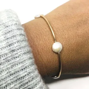 Gold Biwa Pearl Stretch Bracelet