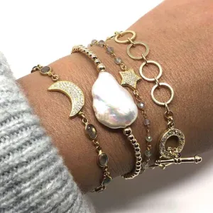 Gold Keshi Pearl Stretch Bracelet