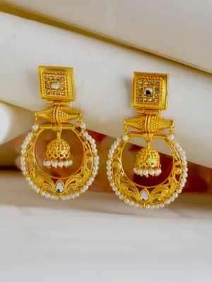 Gold-Toned Contemporary Drop Earrings