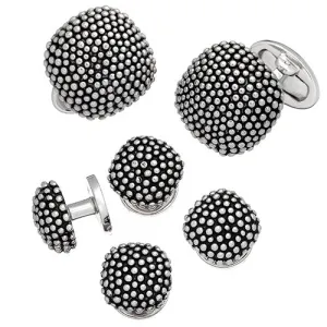 Granulated Soft Square Sterling Cufflinks & Studs