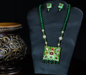 Green Navratan Necklace Set