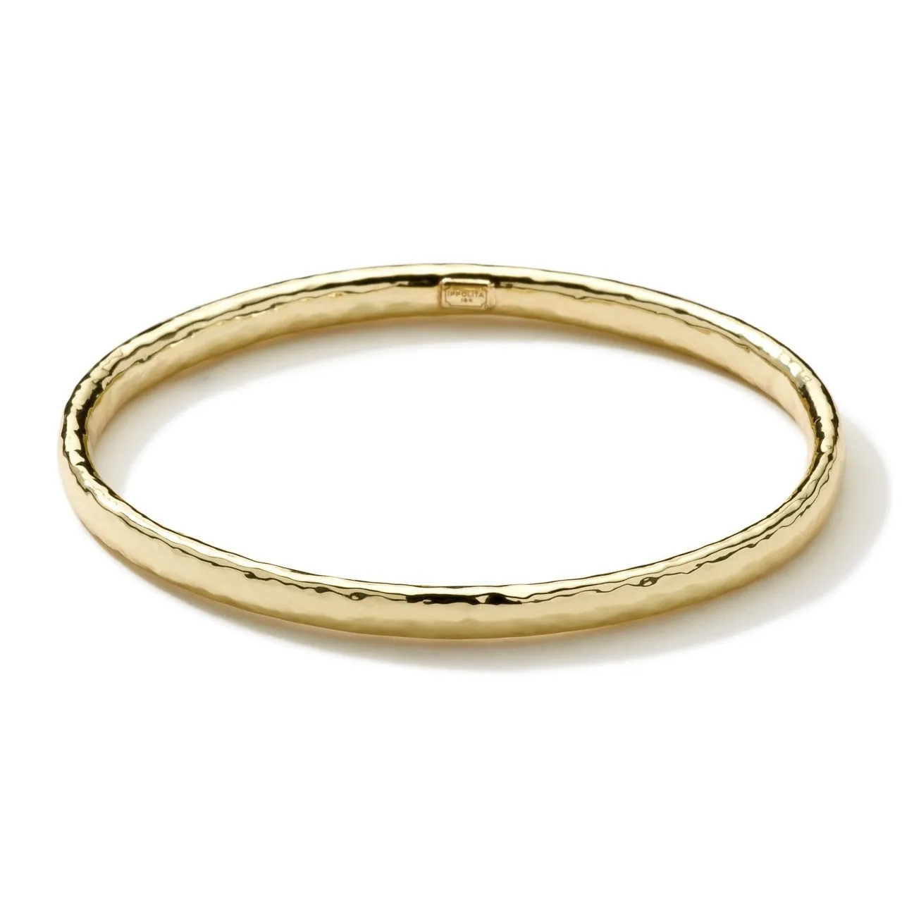 Hammered Flat Bangle in 18K Gold