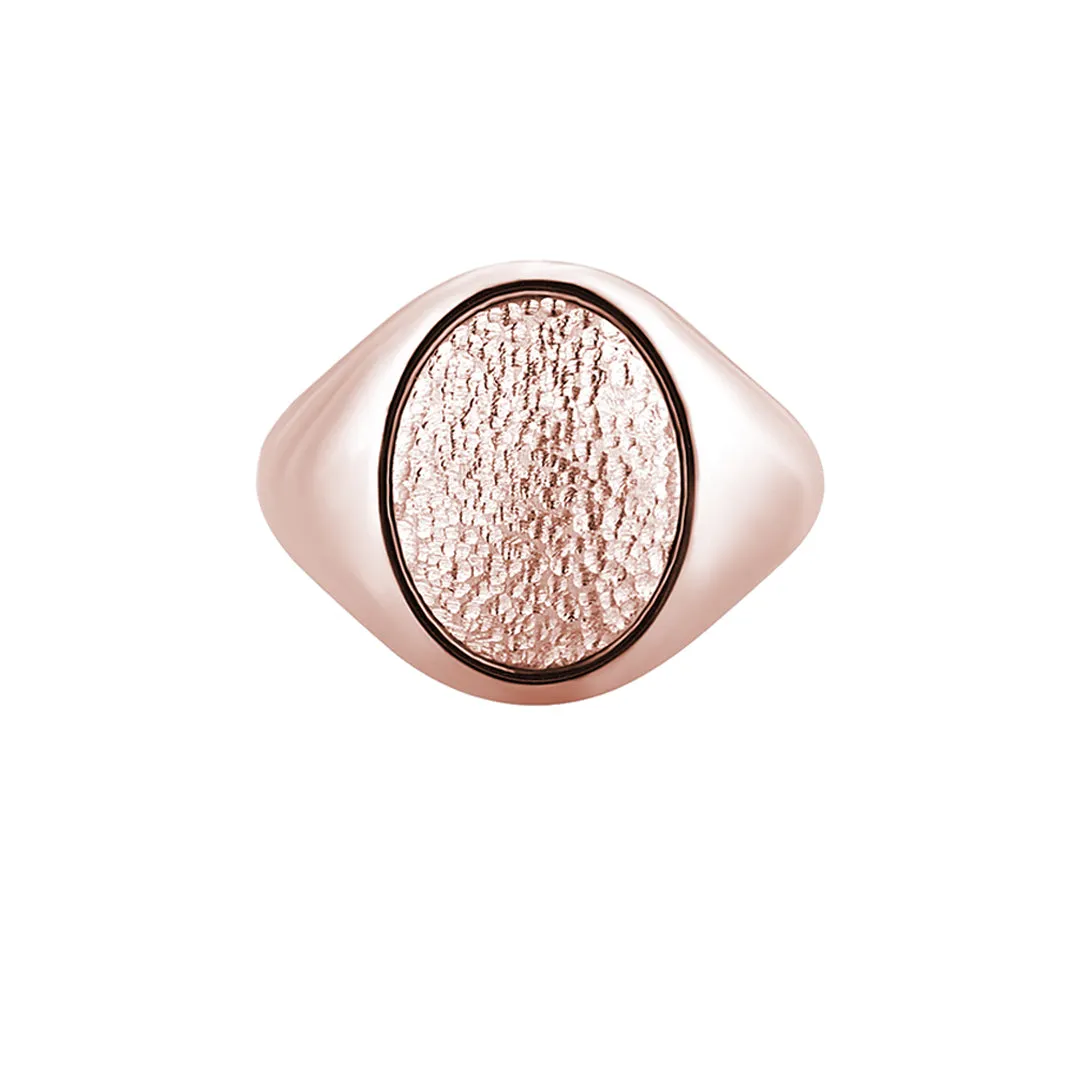 Hammered Oval Signet Ring in Gold