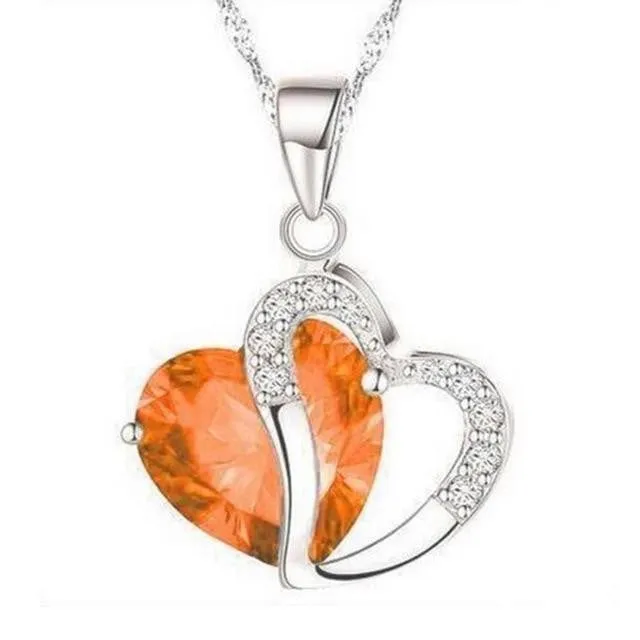 Heart-shaped zircon crystal necklace