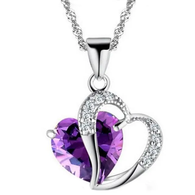 Heart-shaped zircon crystal necklace