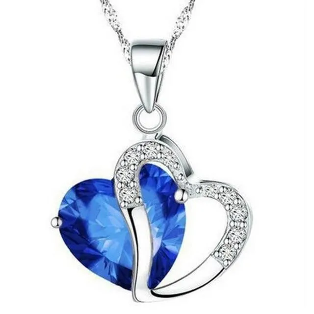 Heart-shaped zircon crystal necklace