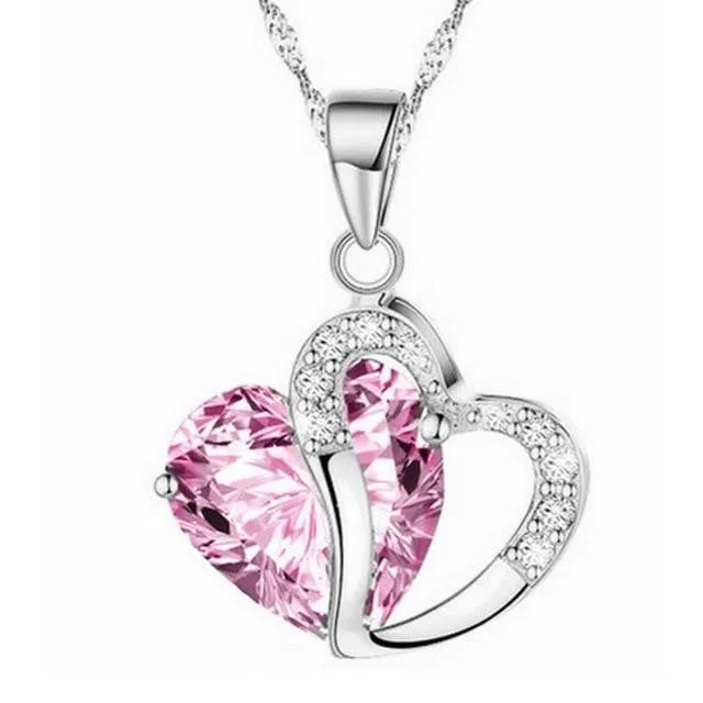 Heart-shaped zircon crystal necklace