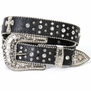 Hot Leathers BLA1074 Cross, Studs and Rhinestones Leather Belt