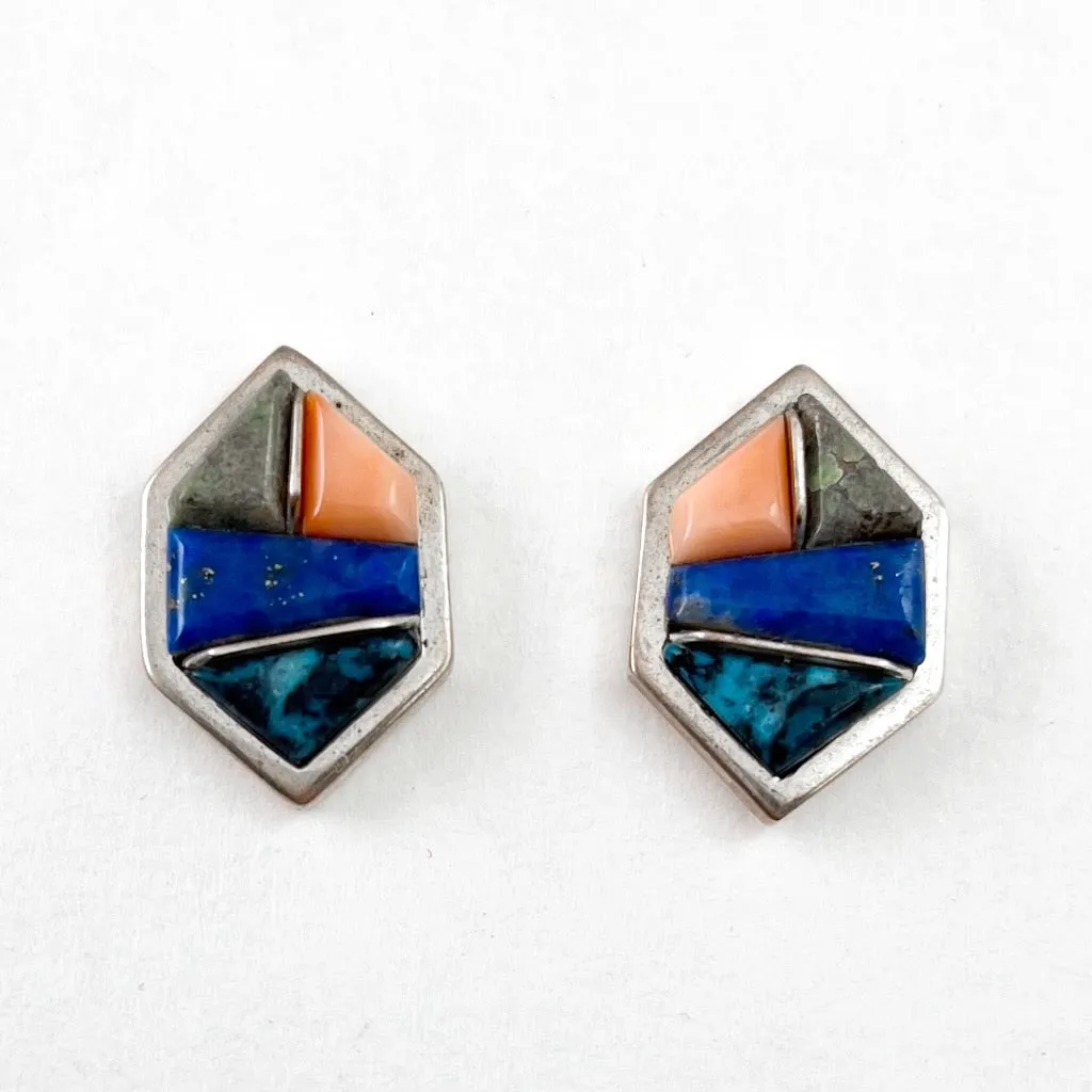 Inlaid Post Earrings<br>By Lynol Yellowhorse