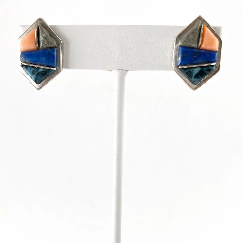 Inlaid Post Earrings<br>By Lynol Yellowhorse