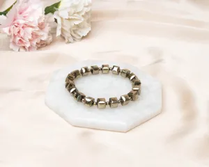 Iron Pyrite Cubical Beaded Bracelet