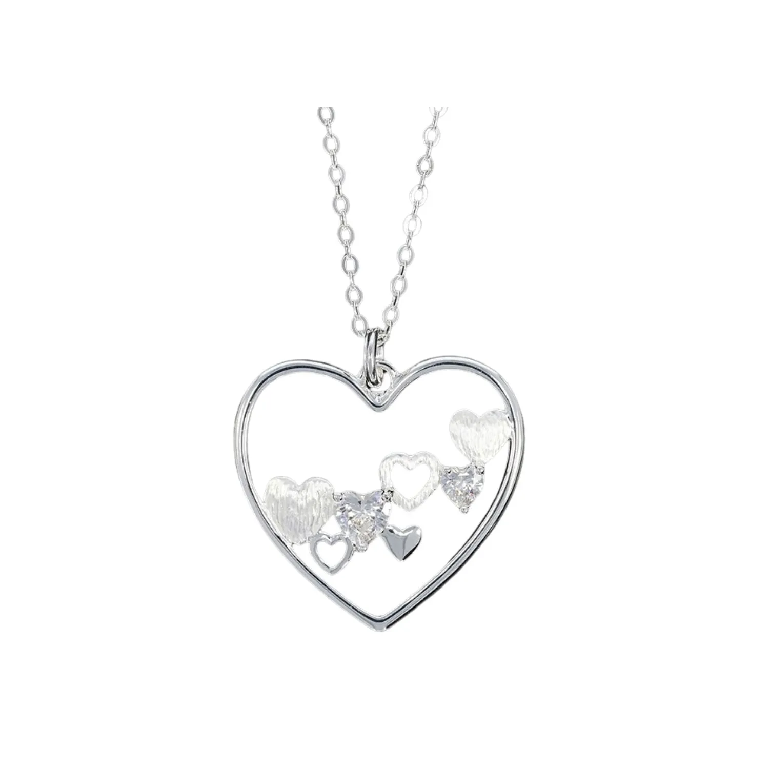 Joe Davies Silver Ice Plated Many Hearts Necklace