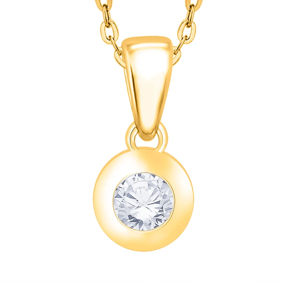 KATARINA Diamond Bezel Set Solitaire Pendant Necklace (1/4 cttw)