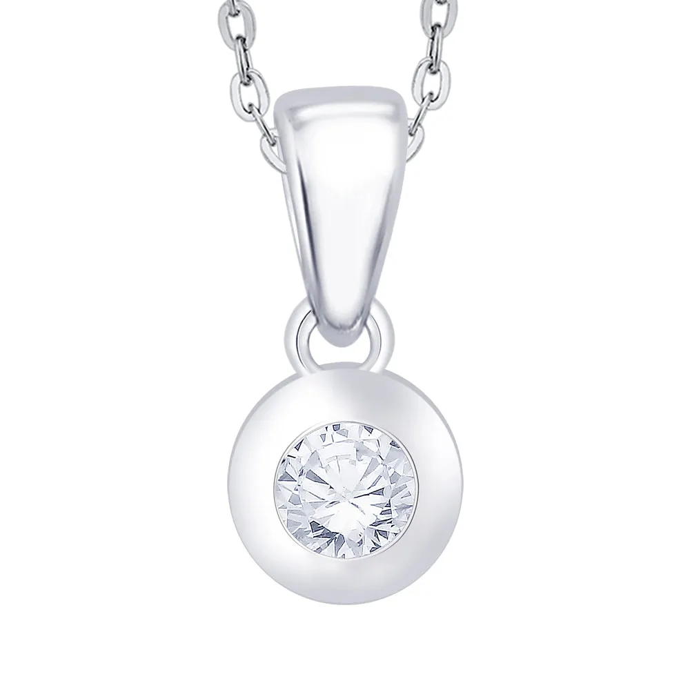 KATARINA Diamond Bezel Set Solitaire Pendant Necklace (1/5 cttw)