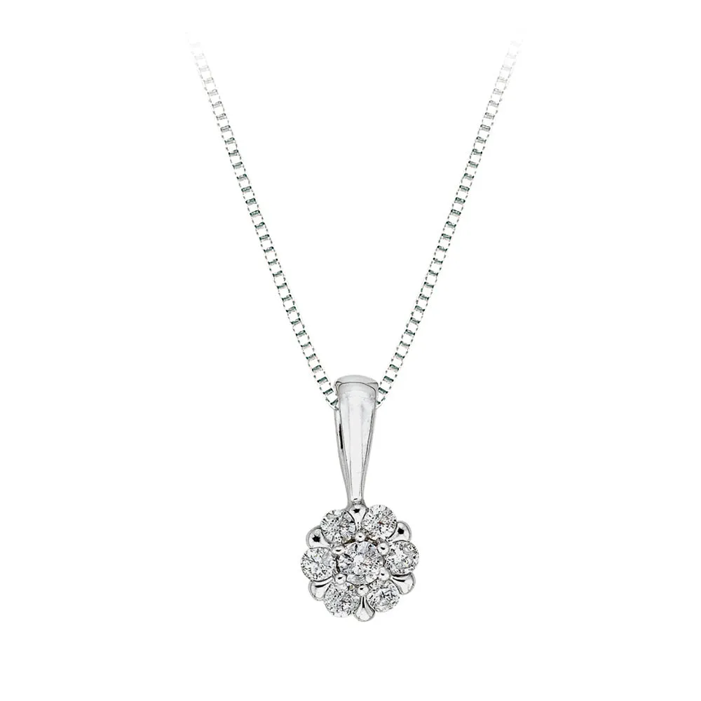 KATARINA Diamond Floral Cluster Earrings and Pendant with Box Chain, Set (1/2 cttw)