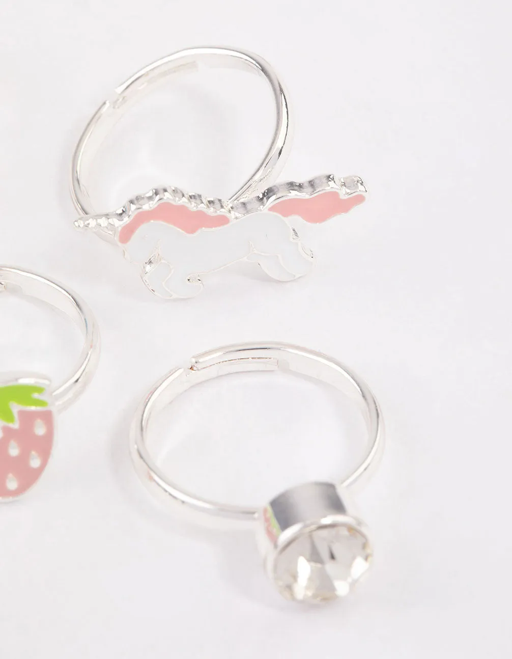 Kids Silver Unicorn Sweet Ring 6-Pack