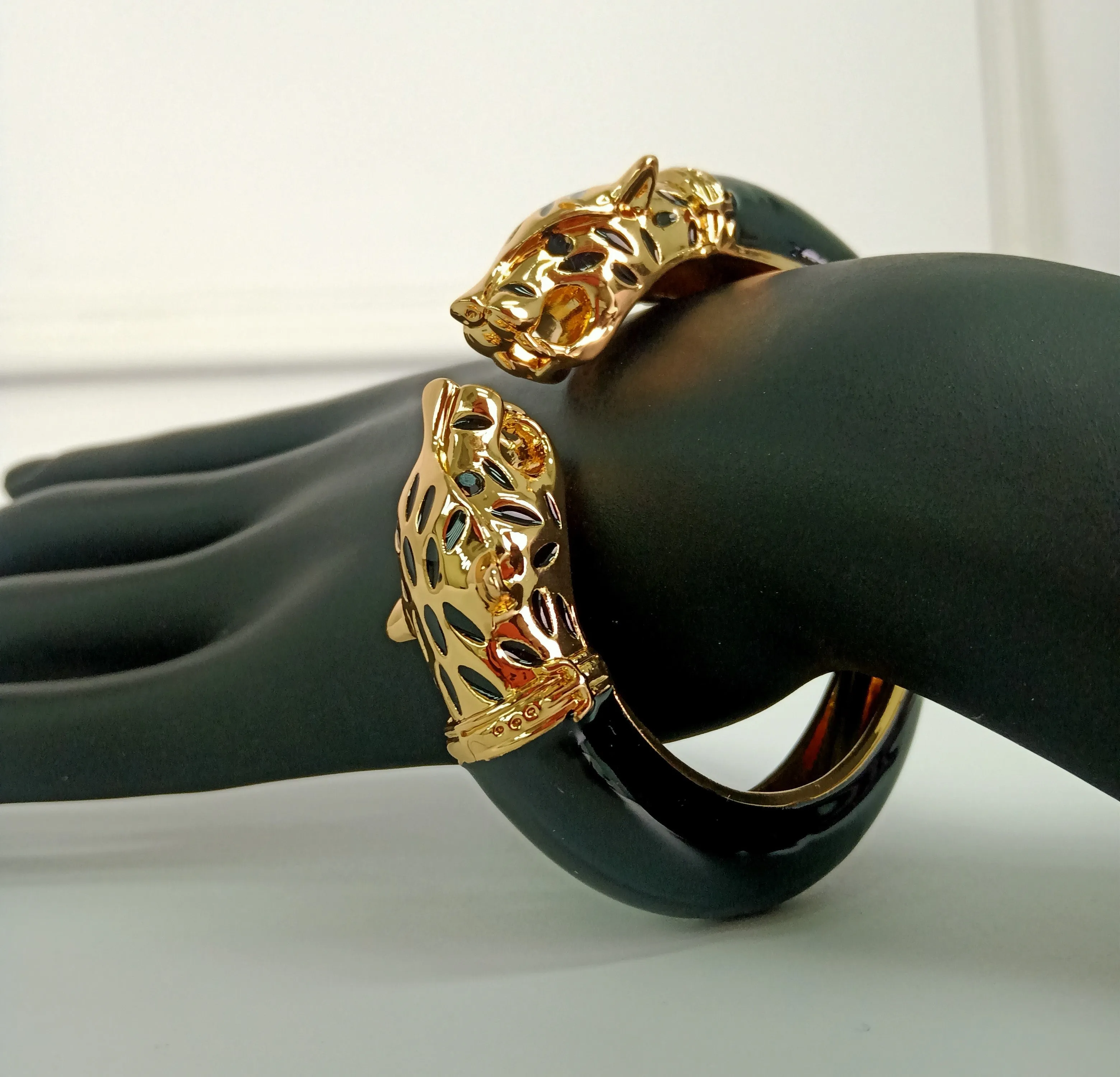 Leopard Glam Gilded Cuff Bracelet