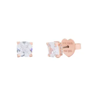 Little Luxuries Clear Square Studs in Rose Gold