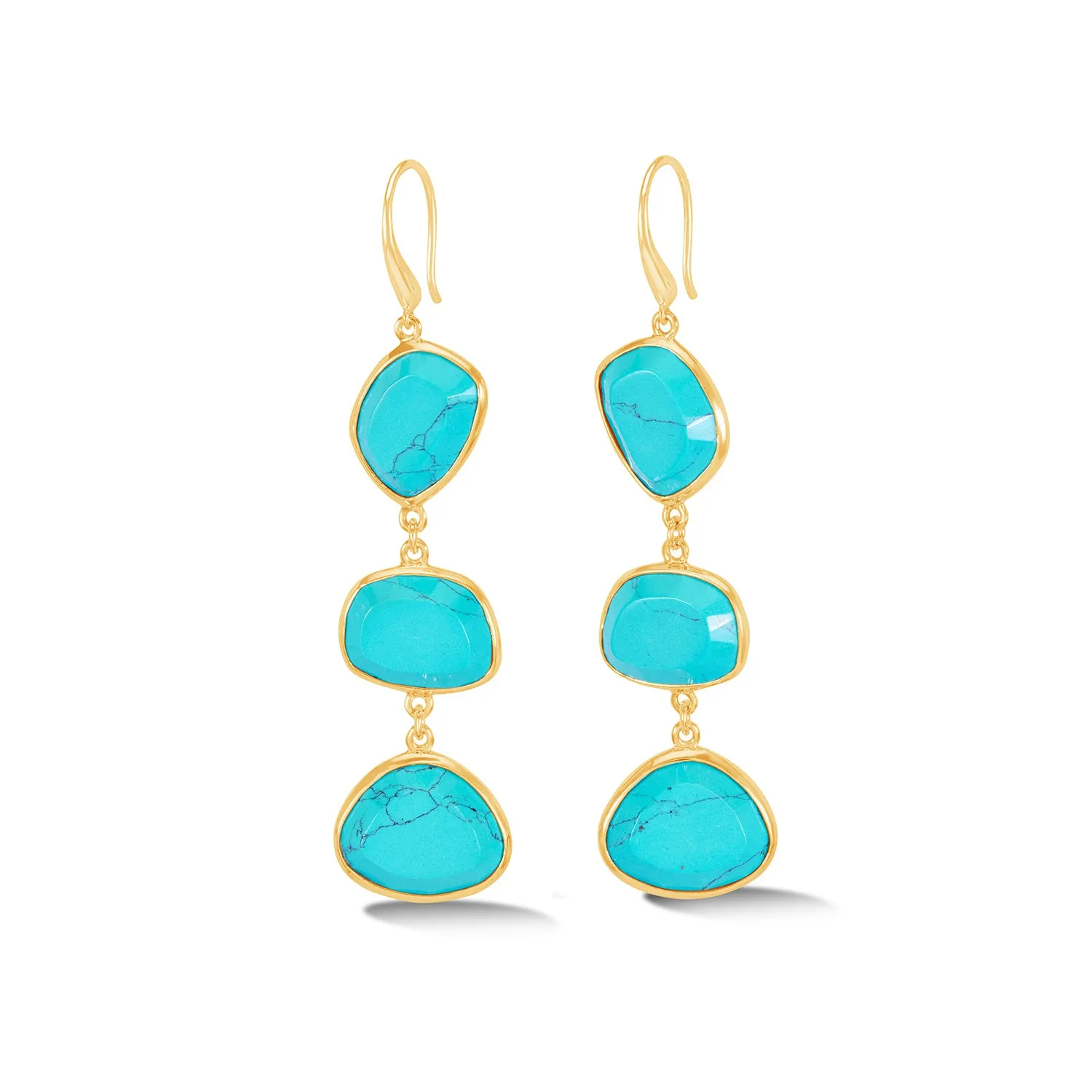 Long Turquoise Pebble Drop Earrings