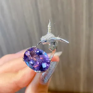 Majestic Hummingbird Gemstone Ring