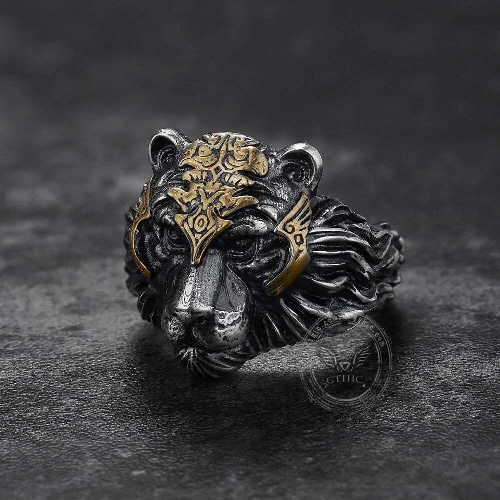 Majestic Tiger Head Sterling Silver Ring