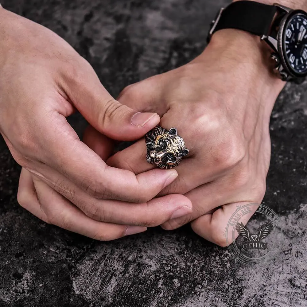 Majestic Tiger Head Sterling Silver Ring