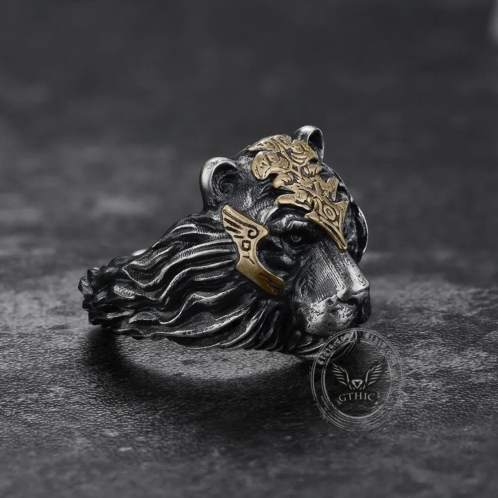 Majestic Tiger Head Sterling Silver Ring