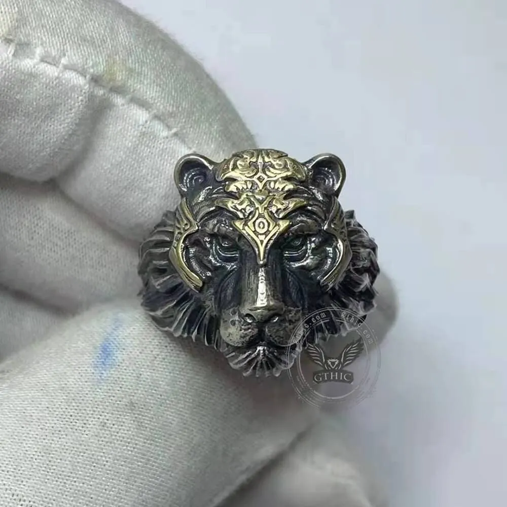 Majestic Tiger Head Sterling Silver Ring