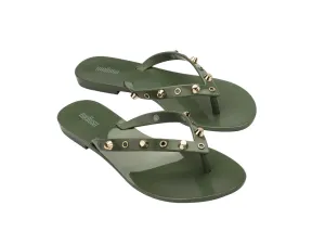 Melissa Harmonic II AD Studded Green Flat Flip Flops For Women