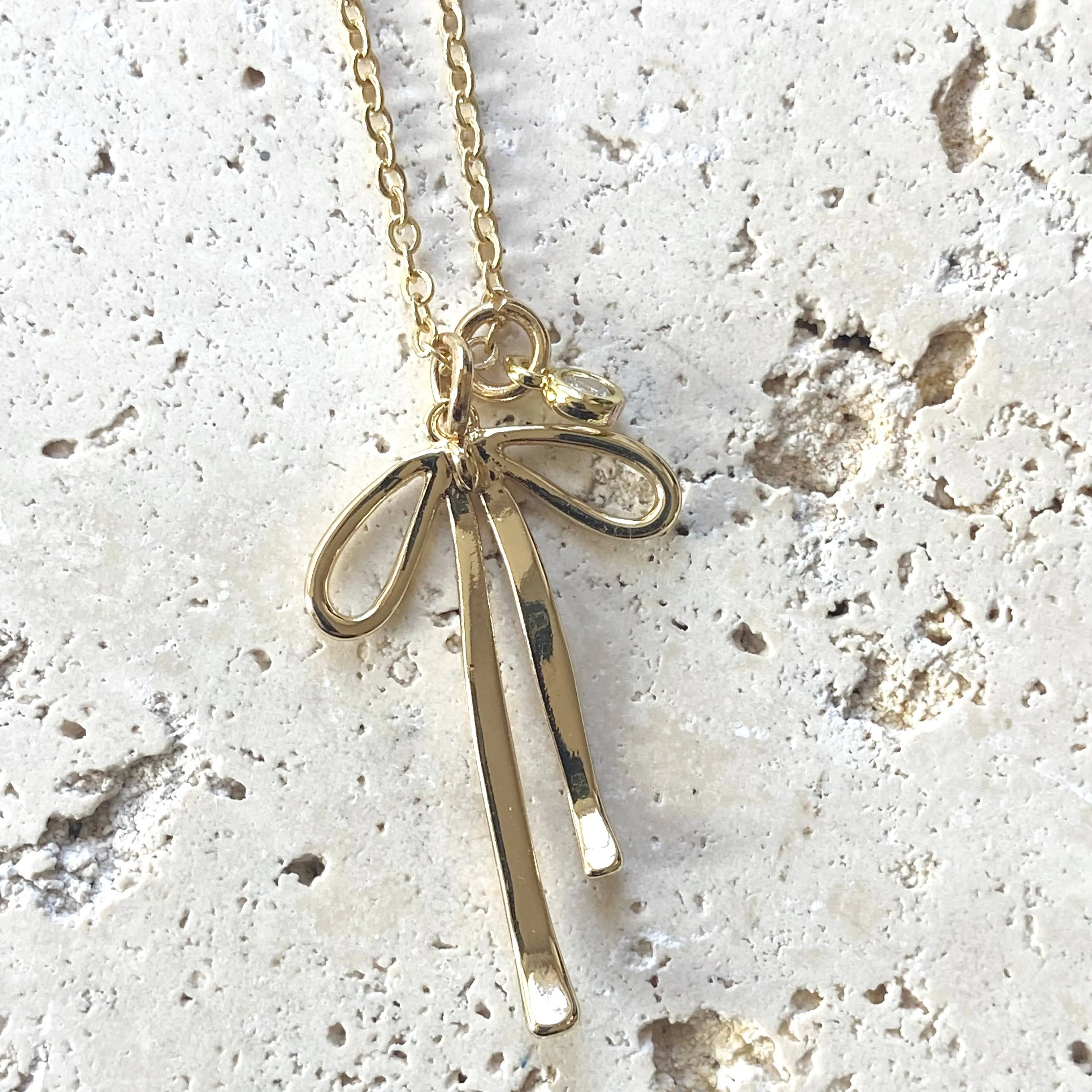 Melted Droopy Ribbon Bow Necklace