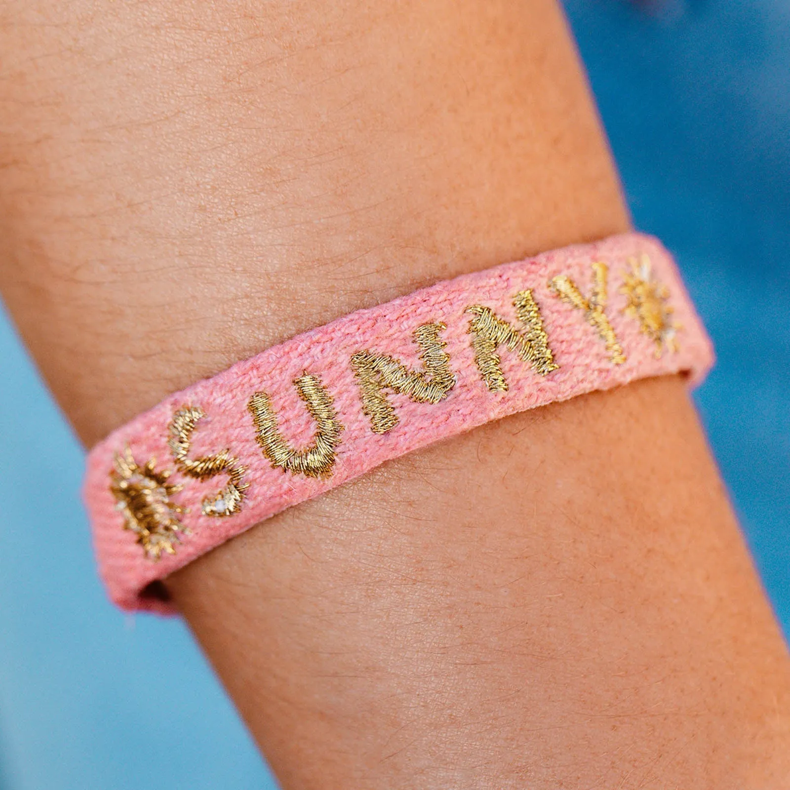 Metallic Sunny Woven Word Bracelet