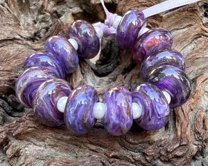 MTO Purple Gold Glimmer Lampwork Beads Set SRA