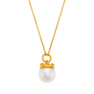 Nava Zahavi 18K Gold Pearl and Diamonds Dome Necklace