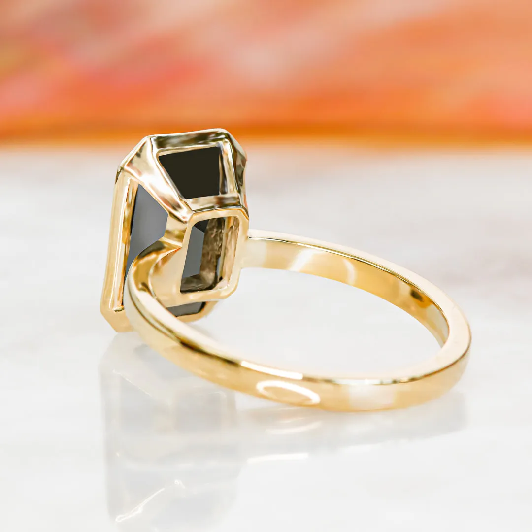 Night Crawler  Bezel  Natural Black Diamond Emerald Cut