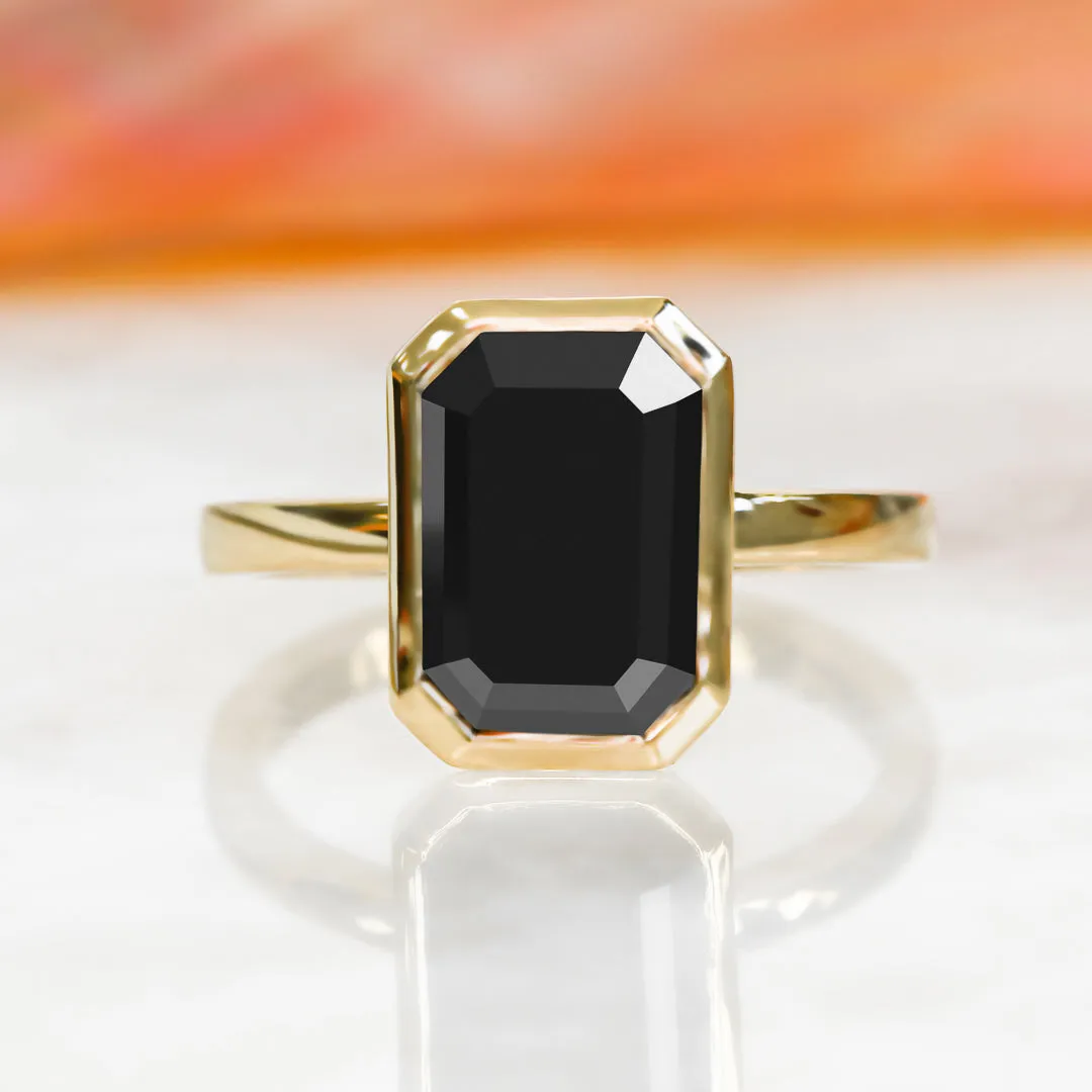 Night Crawler  Bezel  Natural Black Diamond Emerald Cut