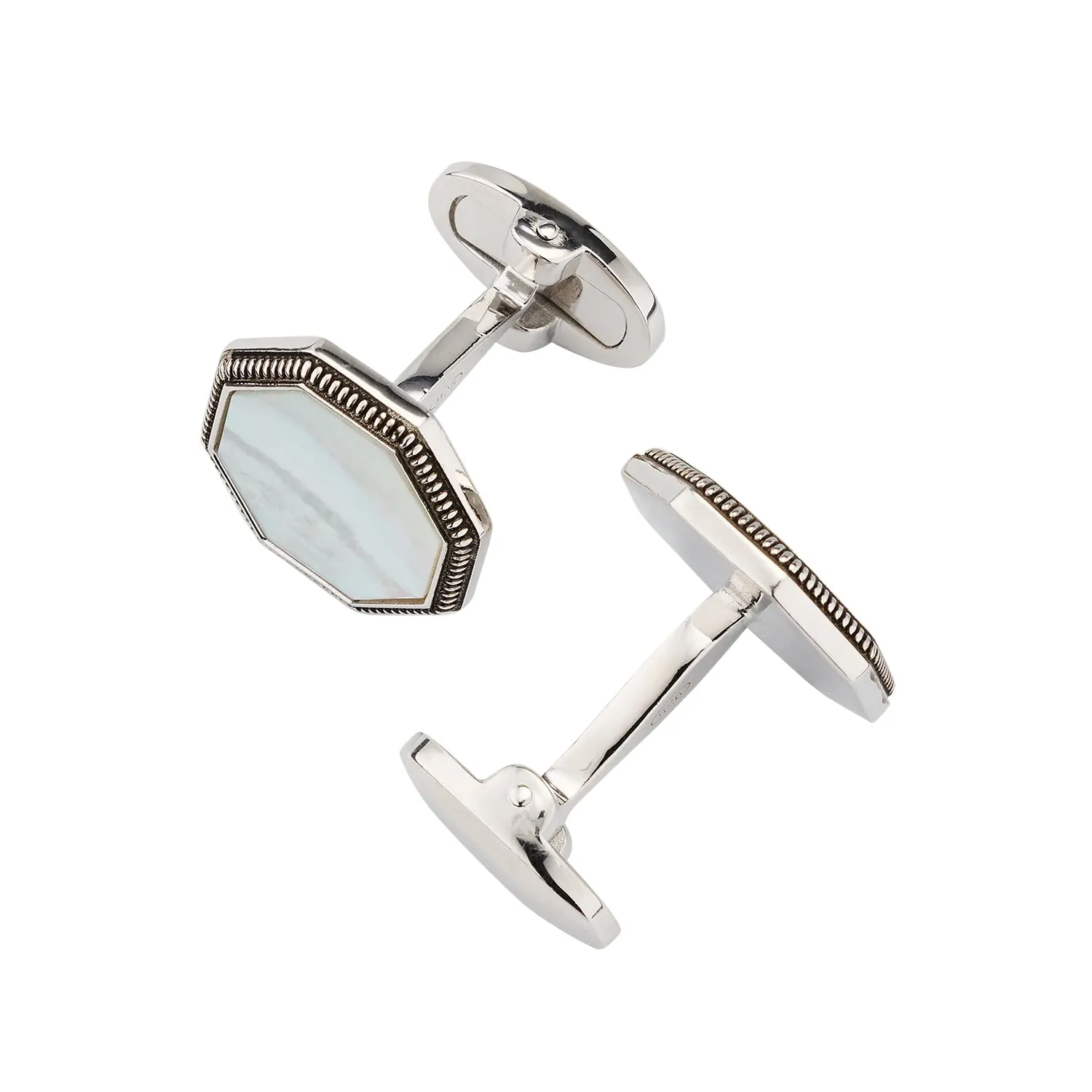 Octagon Gemstone Antique Sterling Cufflinks