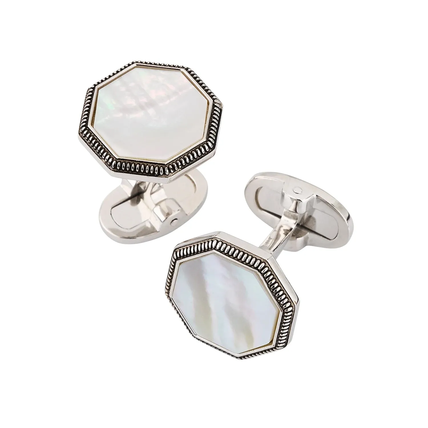 Octagon Gemstone Antique Sterling Cufflinks