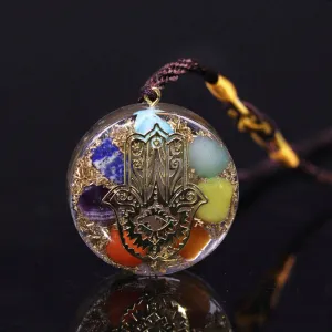 Orgonite Pendant  7 Chakra Necklace Reiki Energy Pendant Yoga Meditation Jewelry Resin Necklace