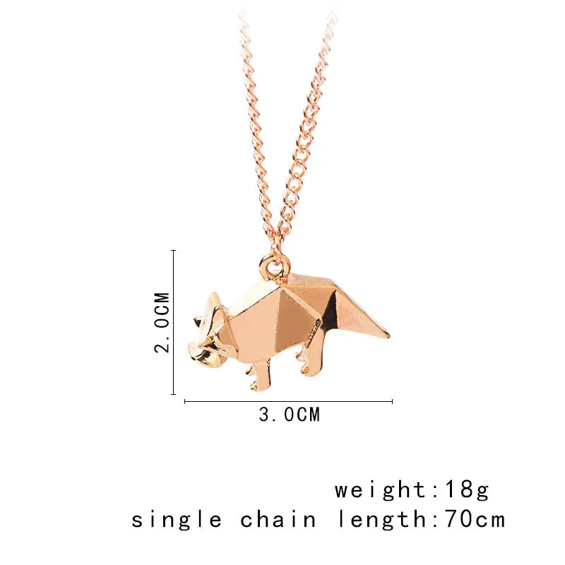 Origami Dinosaur  Necklace