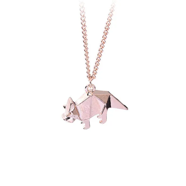 Origami Dinosaur  Necklace