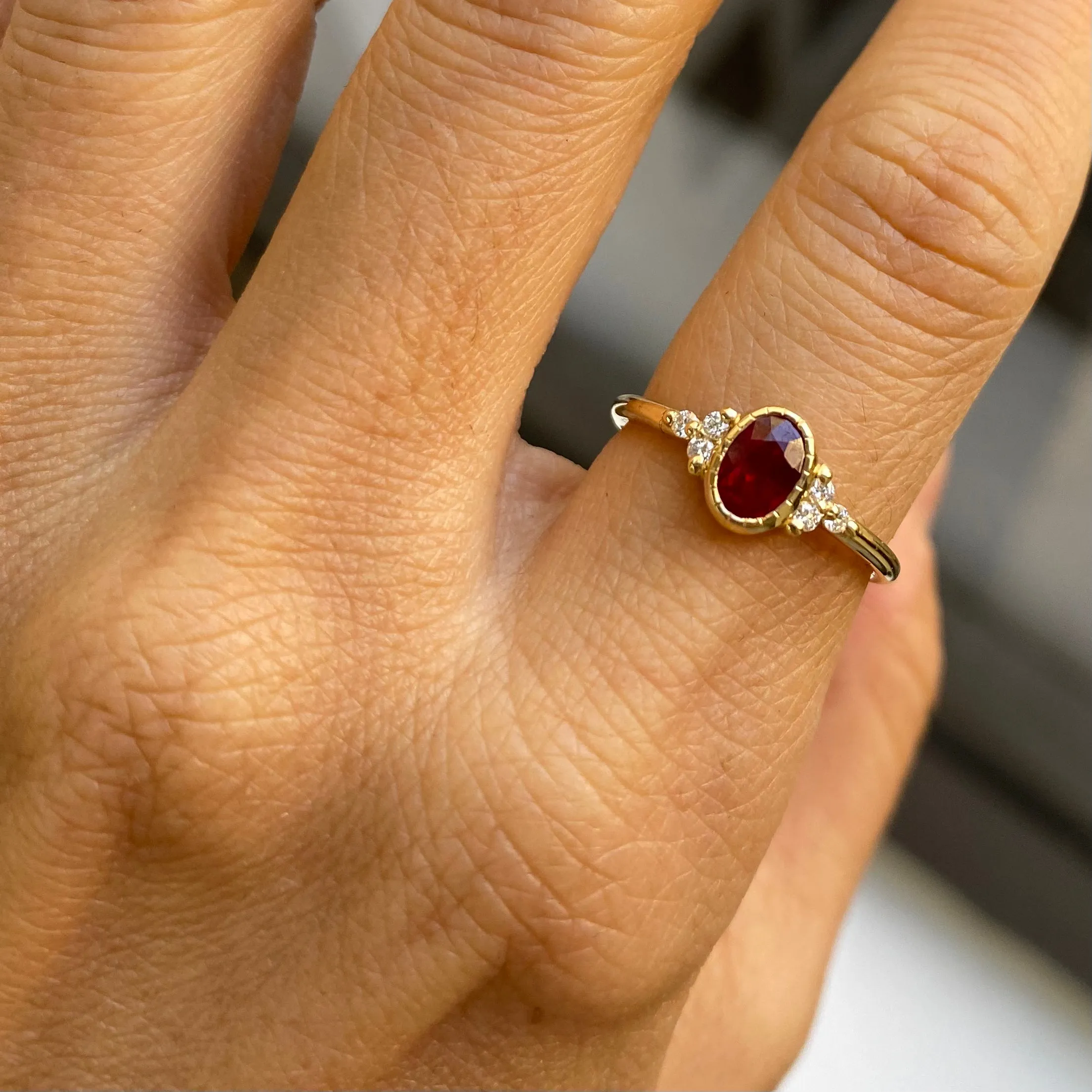 Oval Ruby Cluster Ring