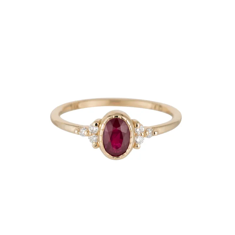 Oval Ruby Cluster Ring