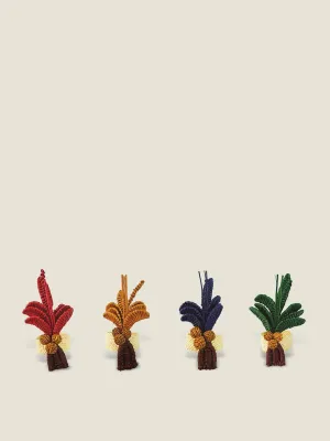 Palmito woven palm tree napkin rings, set of 4