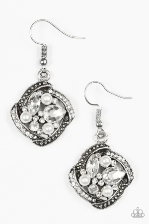 Paparazzi Earring ~ Prestigious Shimmer - White