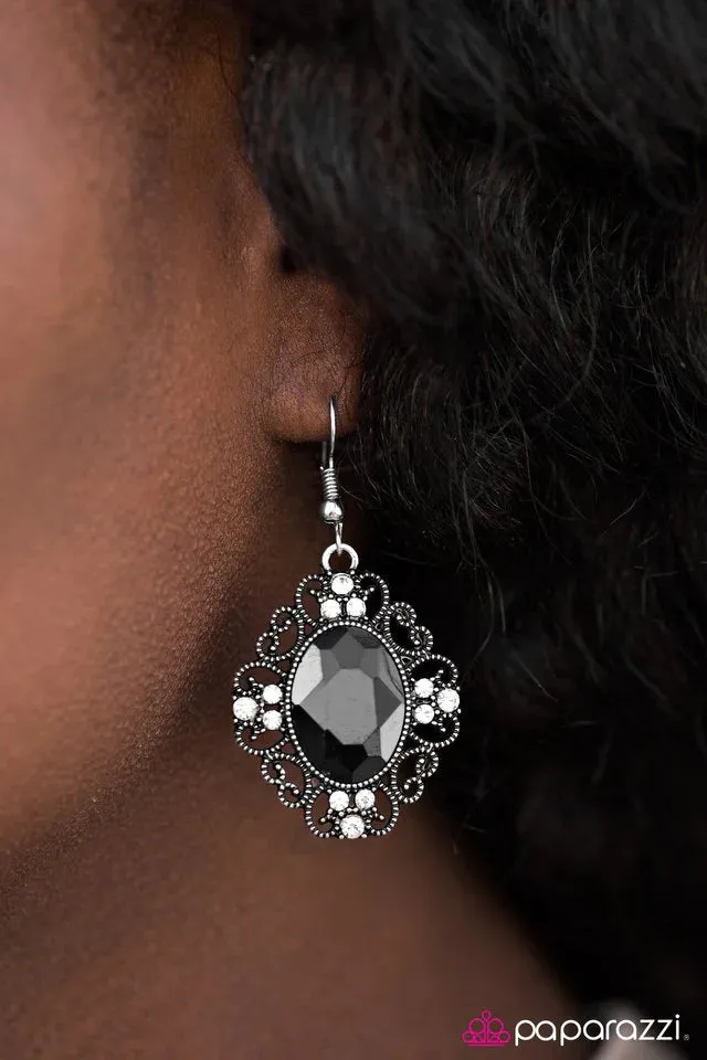 Paparazzi Earring ~ Sicily Sparkle - Black