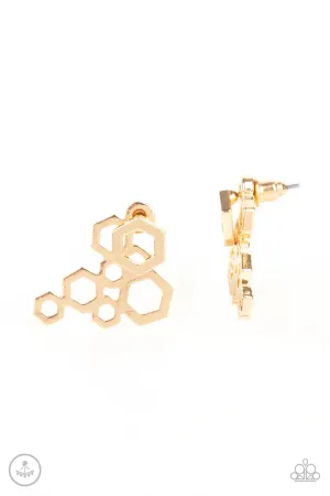 Paparazzi Earring ~ Six-Sided Shimmer - Gold