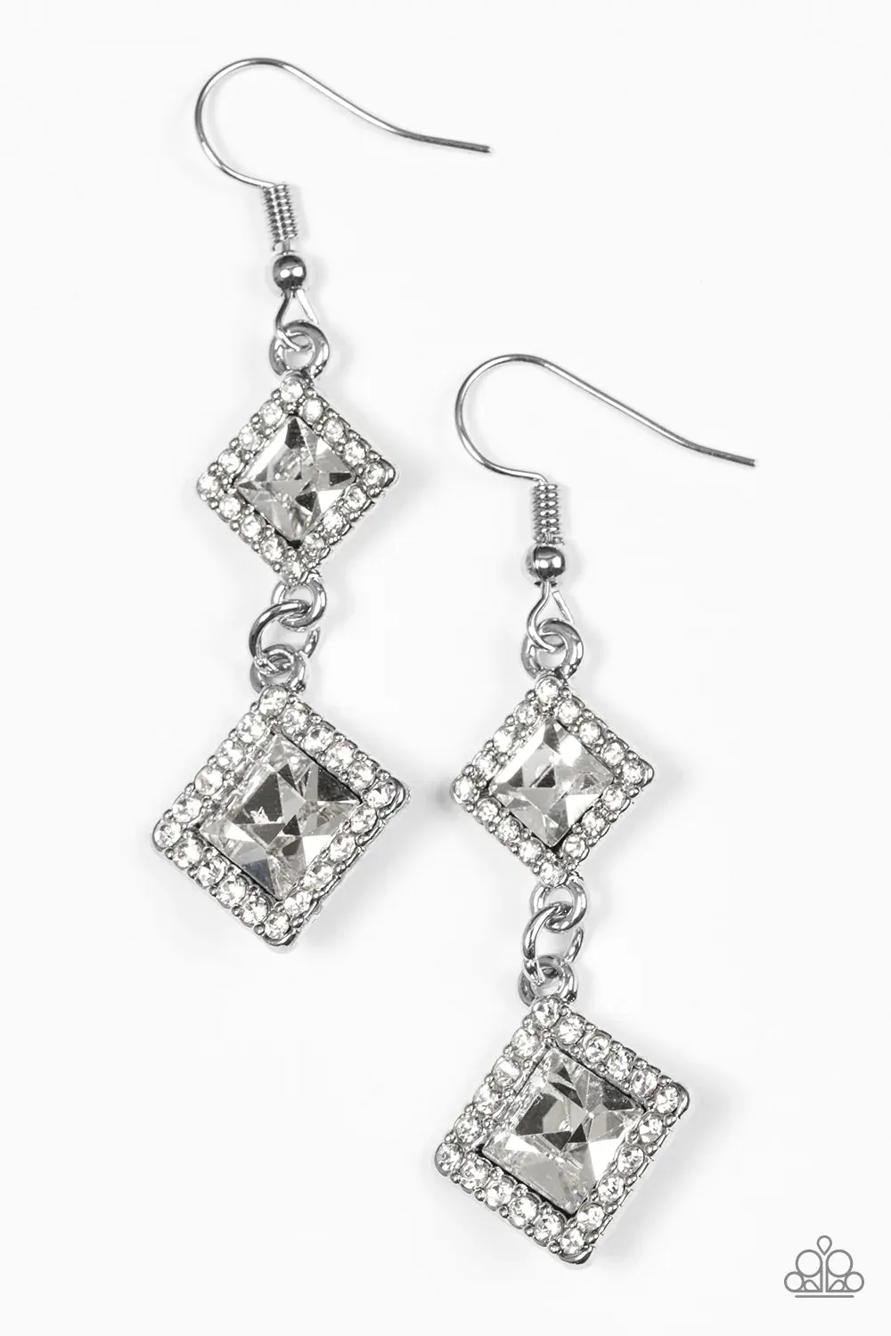 Paparazzi Earring ~ Timelessly Times Square - White